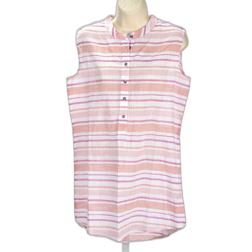 Fresh Produce Striped Sleeveless Cotton Henley Blouse Size XS - Picture 1 of 4